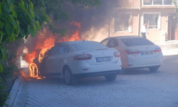 Park halindeki araç alev alev yandı