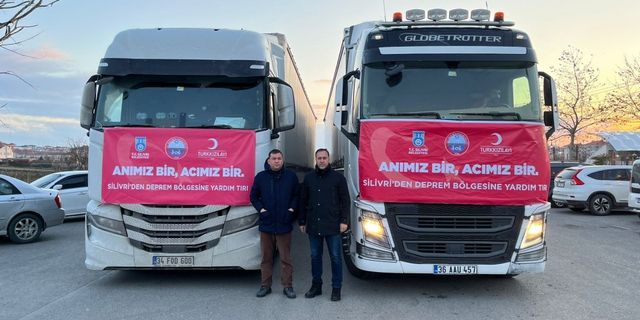 Silivri'den 15 tır yardım malzemesi yola çıktı
